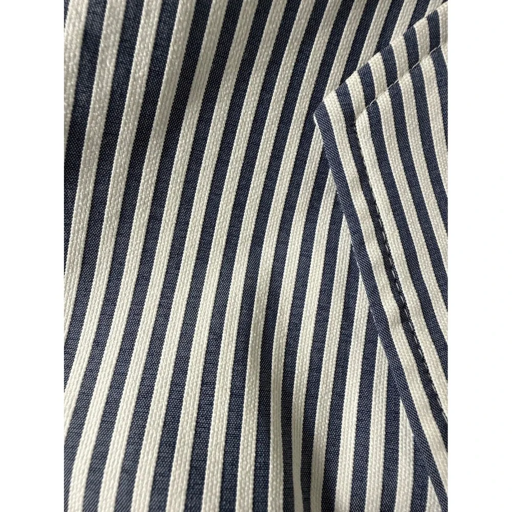 Nine West Womens 14W Blue White Striped Blazer Two Button Cotton Blend Jacket - Picture 4 of 9